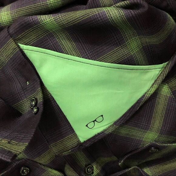 Dixxon Slimer Green and Black Plaid Flannel Button Up Shirt - Picture 5 of 10